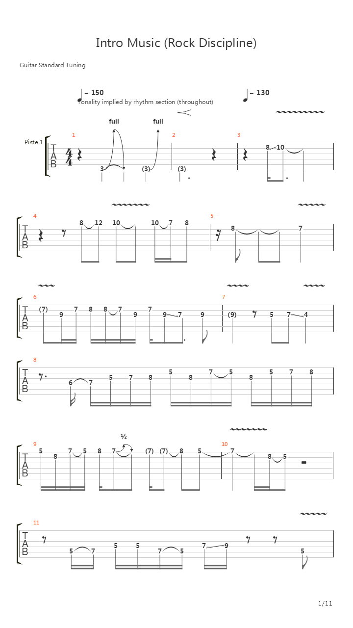 Intro Music From Rock Discipline吉他谱