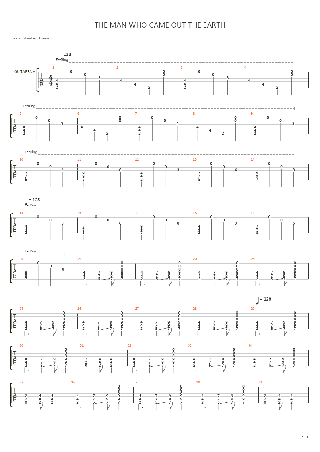 Man Who Came Out The Earth吉他谱