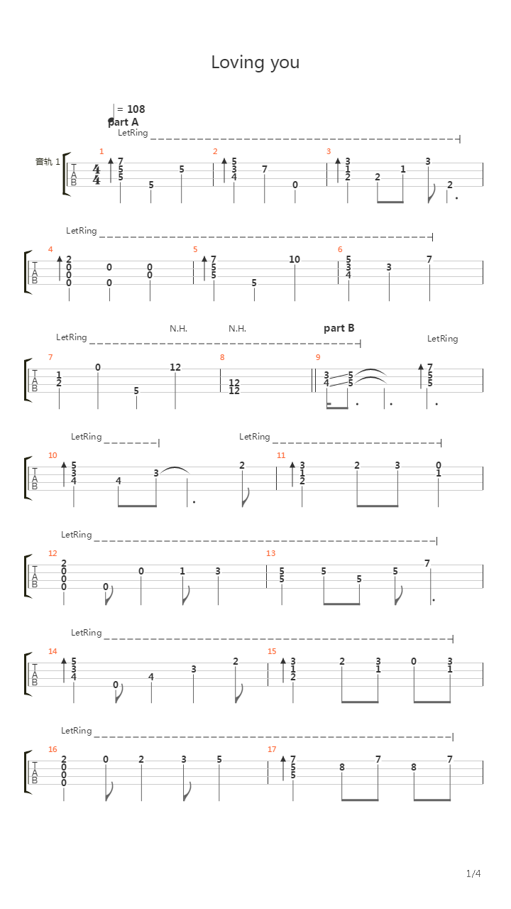 Lovin' You吉他谱