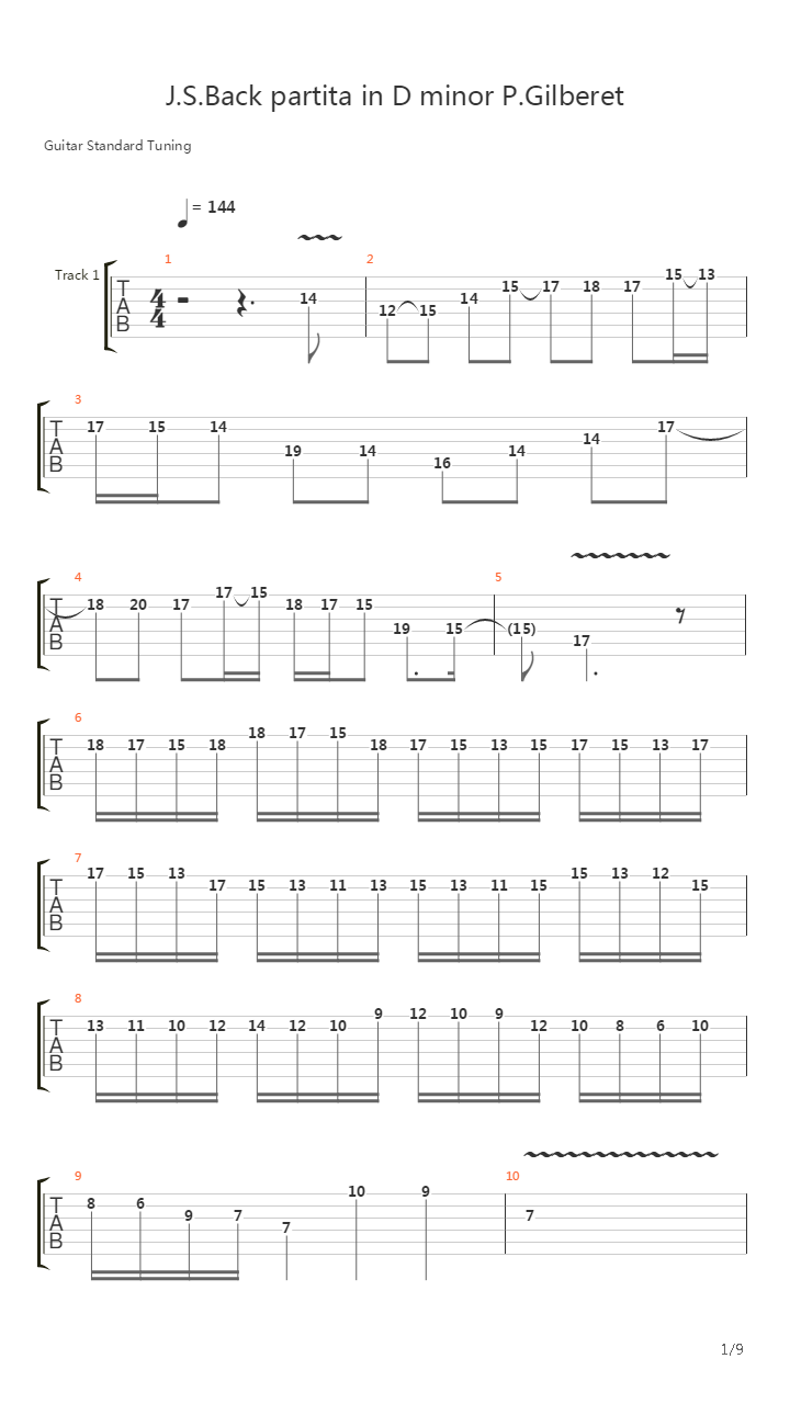 Violin Partita #2 In D Minor吉他谱