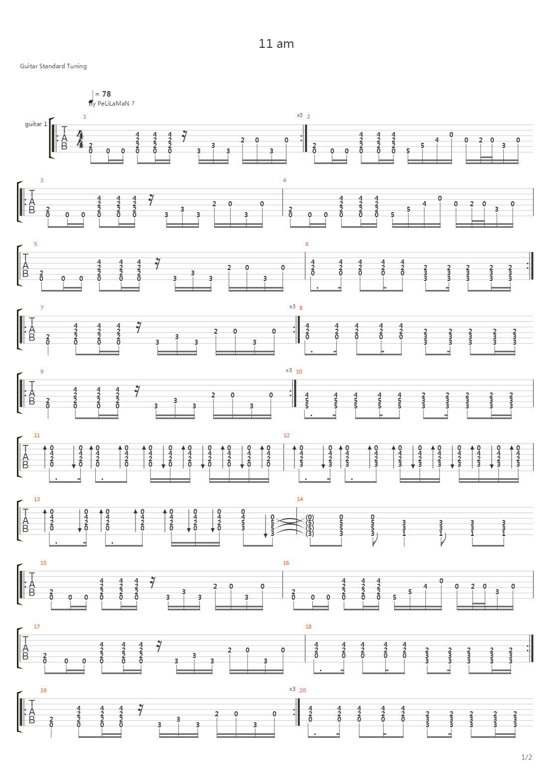 11 Am吉他谱
