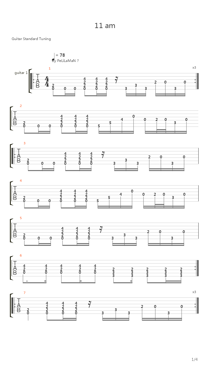 11am吉他谱