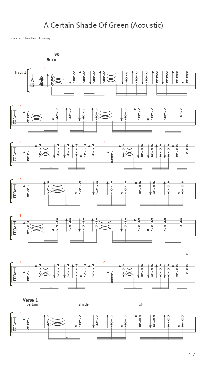 A Certain Shade Of Green吉他谱