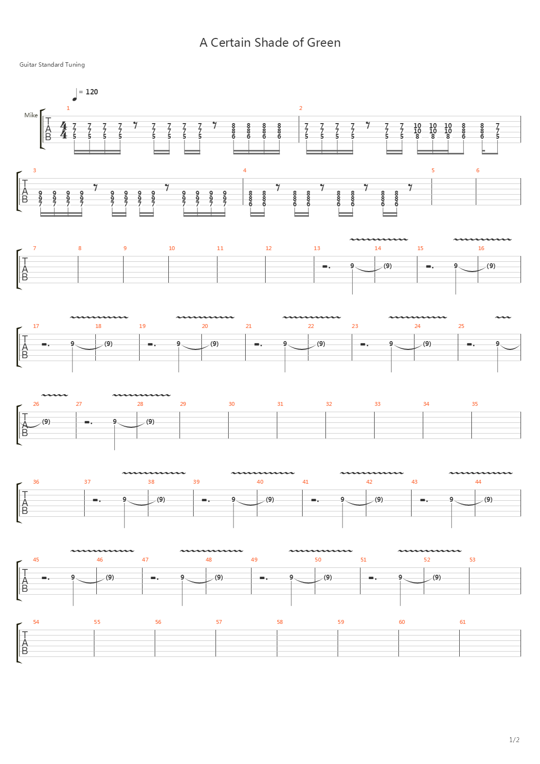 A Certain Shade Of Green吉他谱