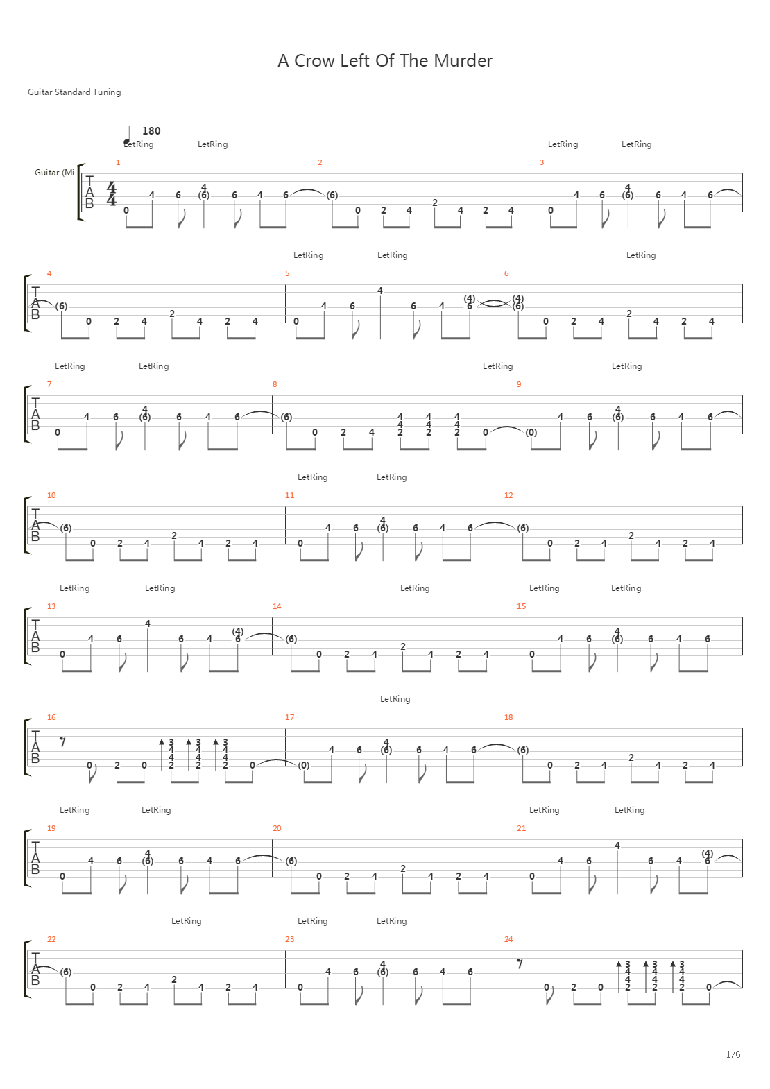 A Crow Left Of The Murder吉他谱