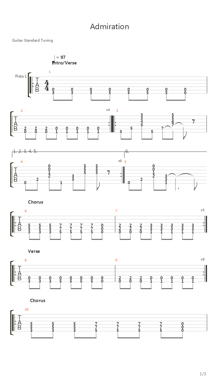 Admiration吉他谱
