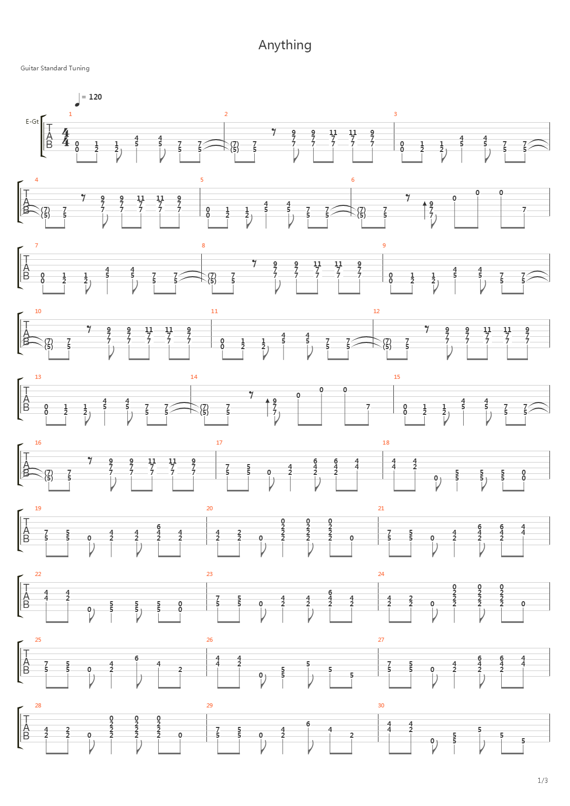 Anything吉他谱