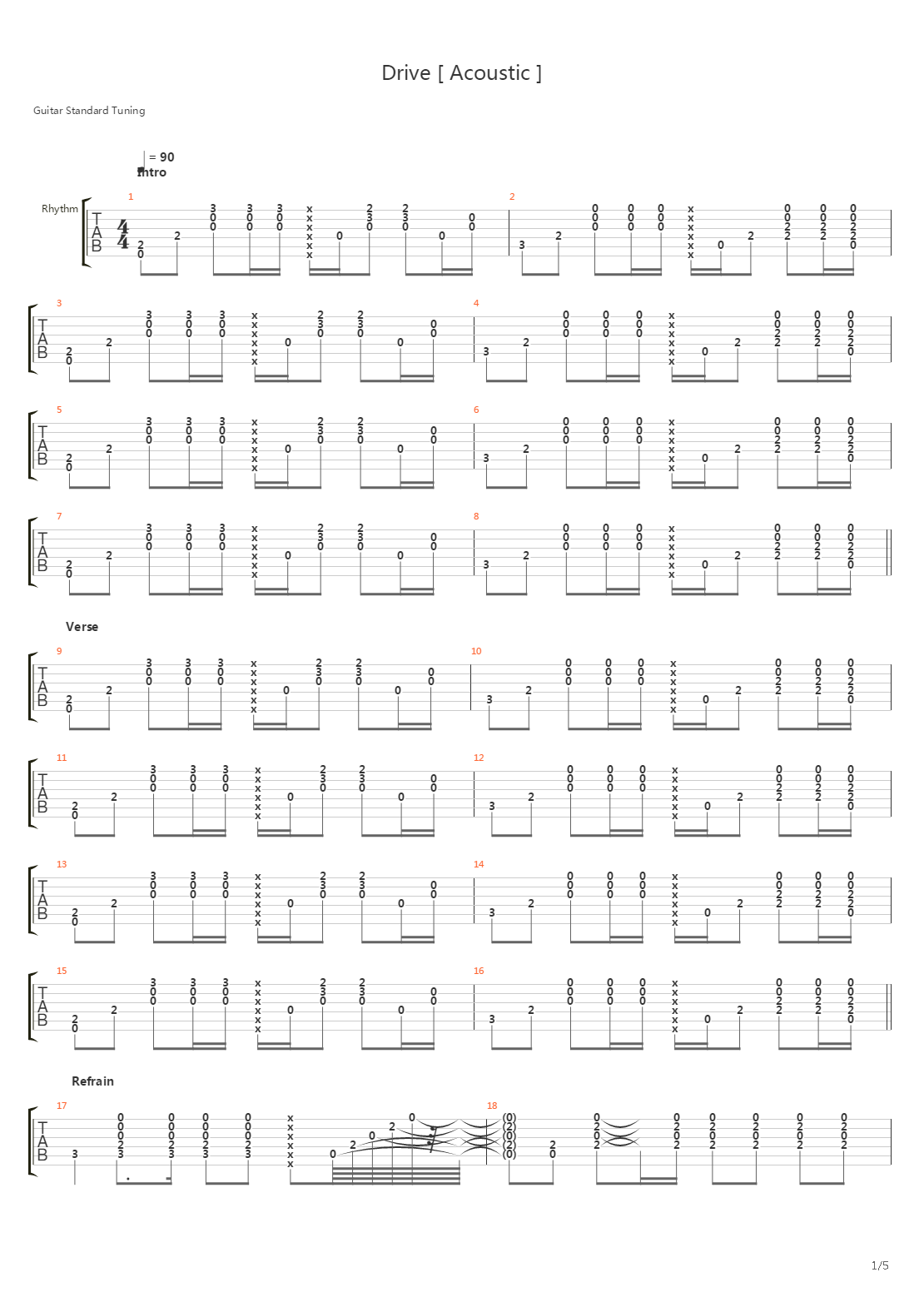 Drive吉他谱