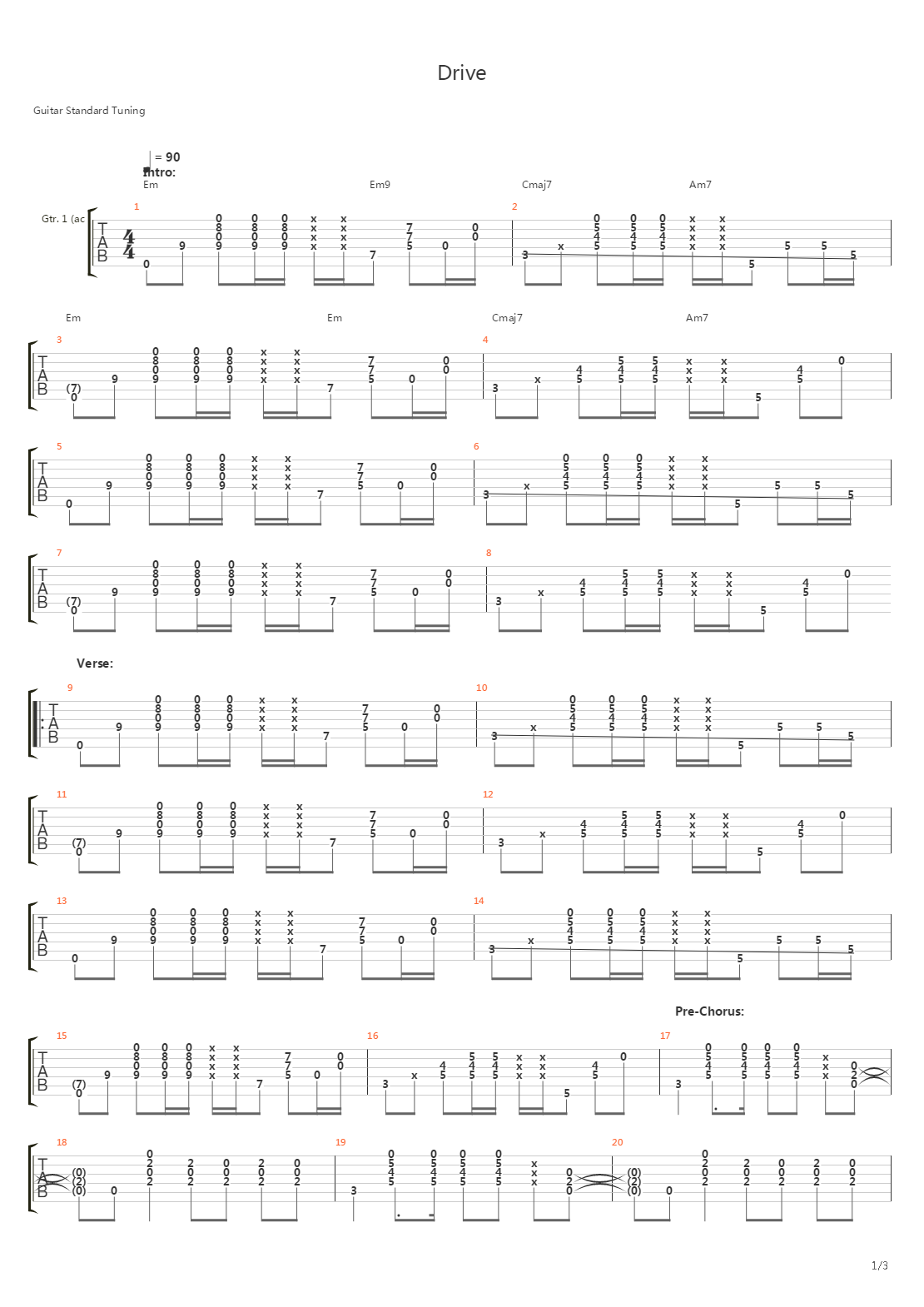 Drive吉他谱