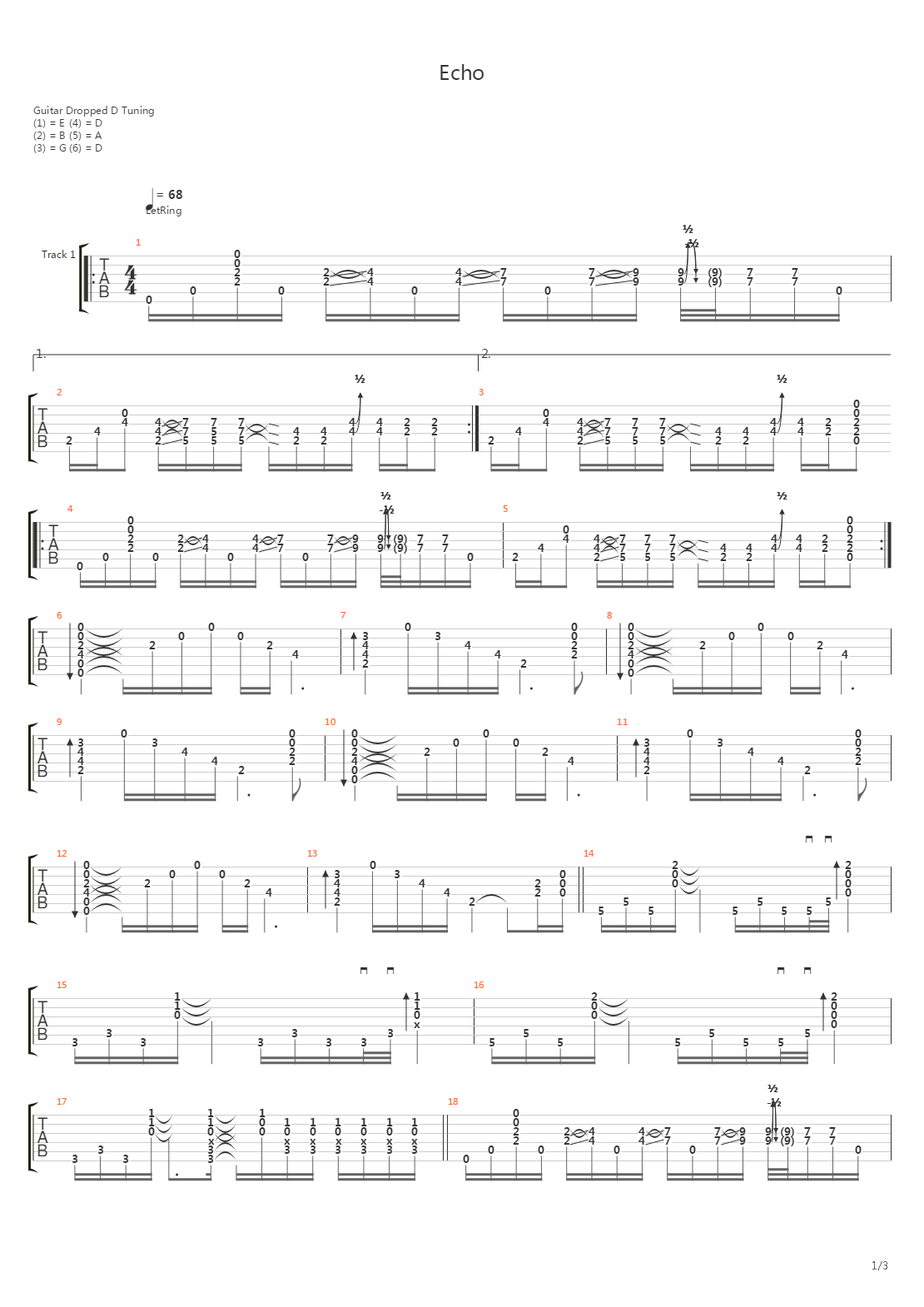 Echo吉他谱