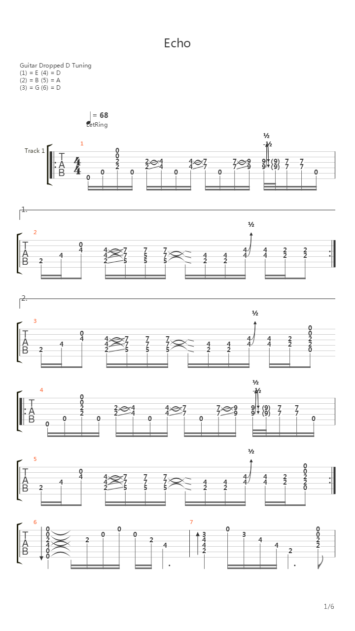 Echo吉他谱