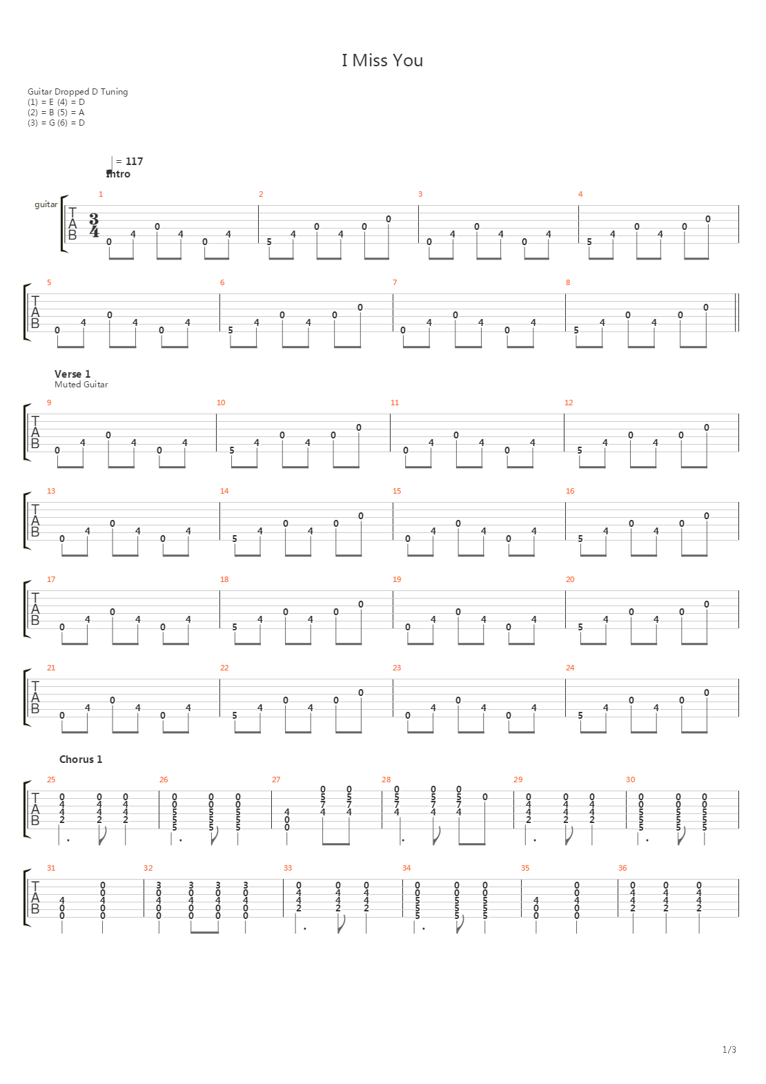 I Miss You吉他谱
