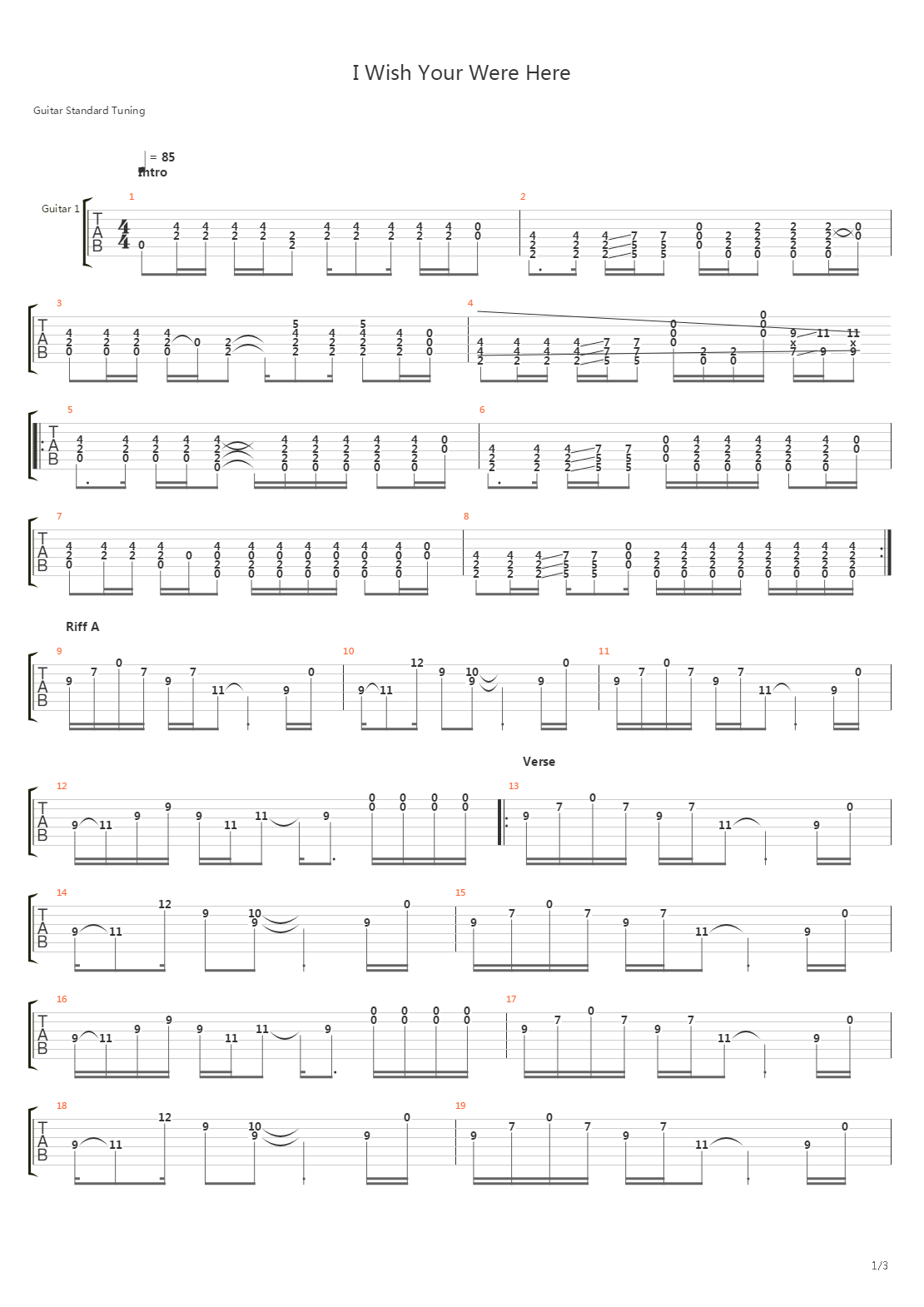 I Wish You Were Here吉他谱