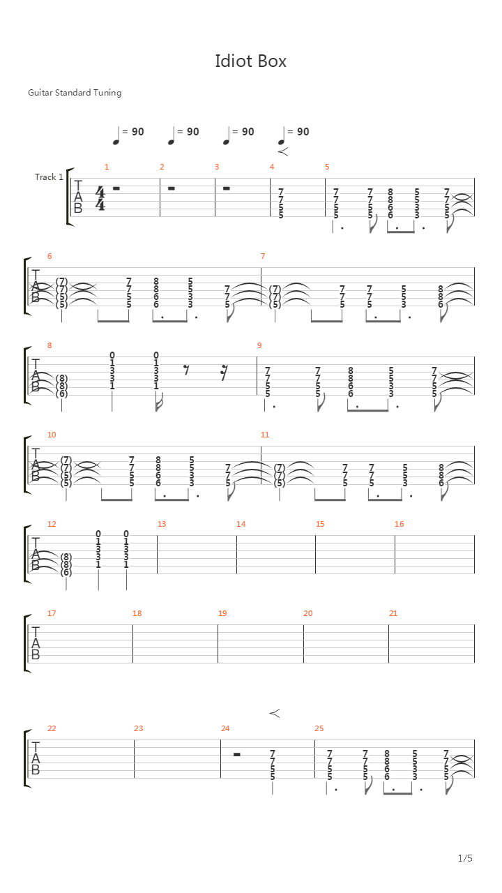 Idiot Box吉他谱