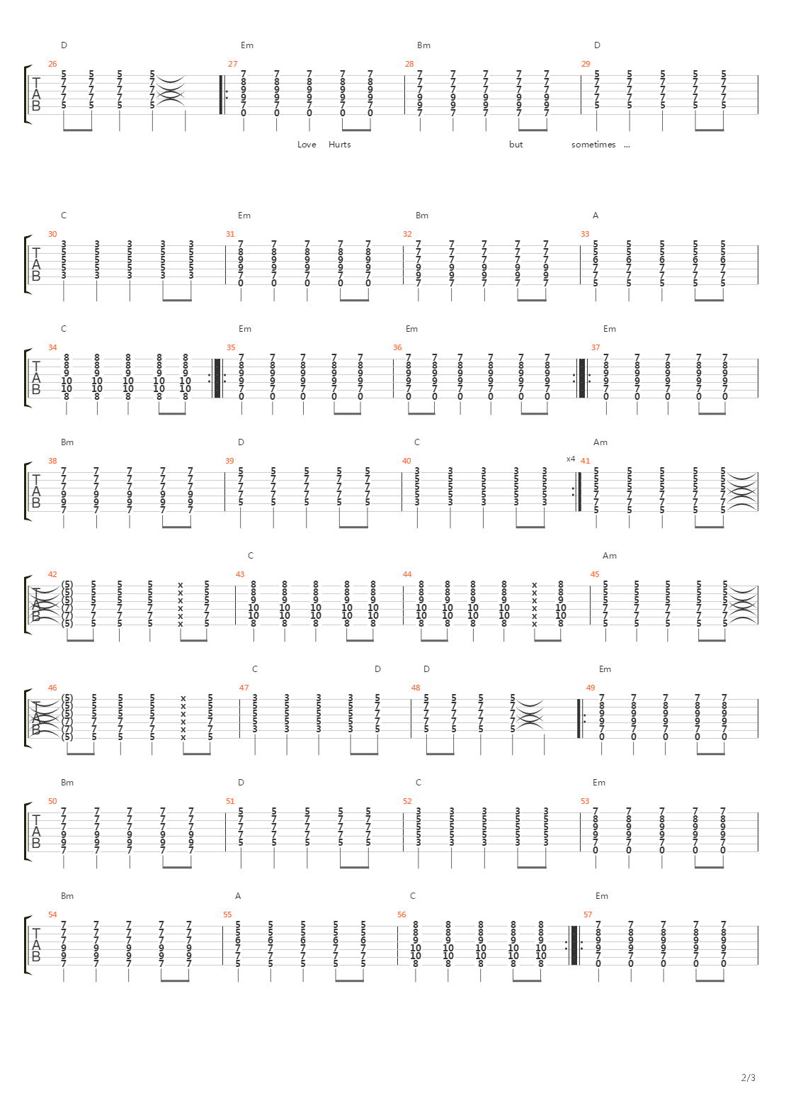 Love Hurts吉他谱