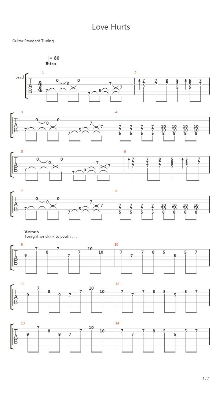 Love Hurts吉他谱