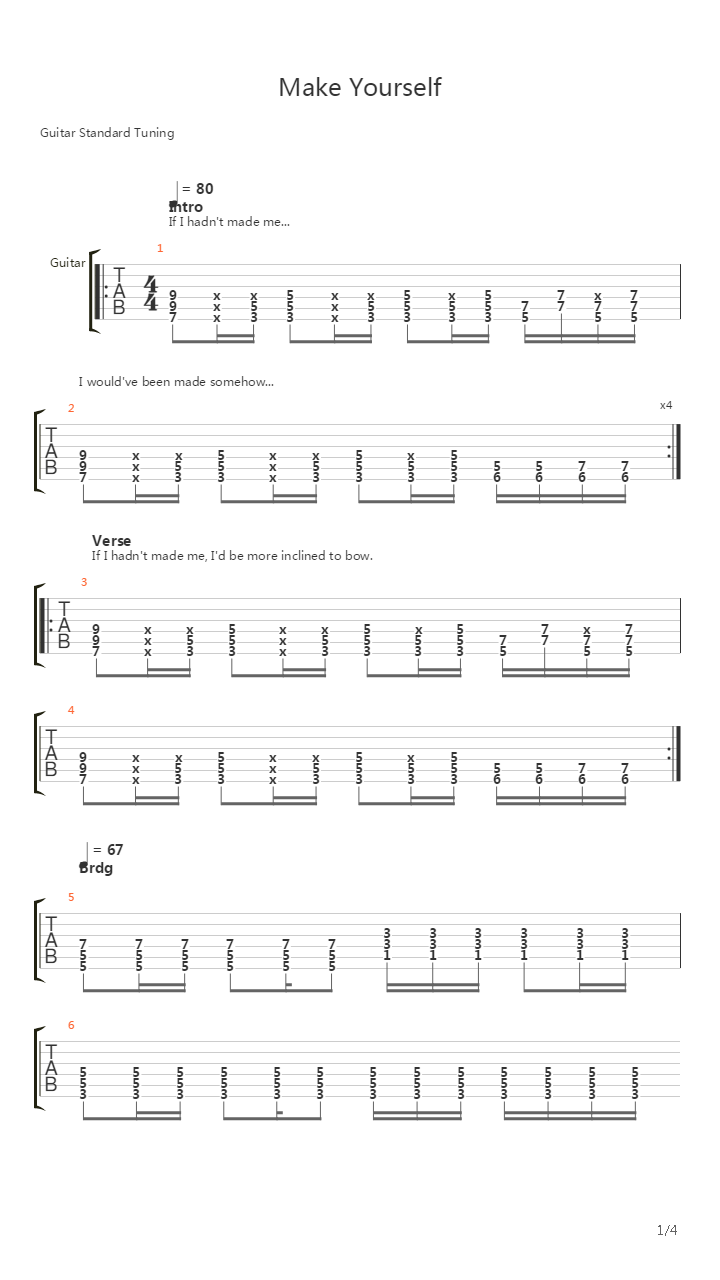 Make Yourself吉他谱