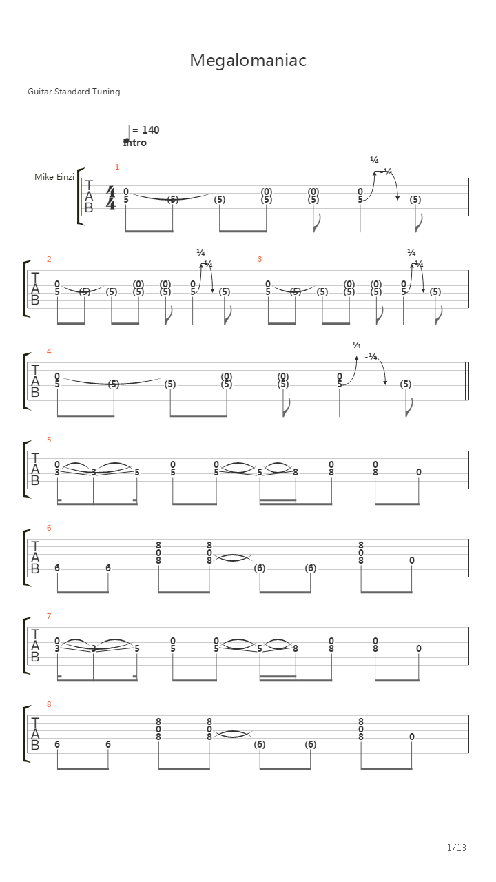 Megalomaniac吉他谱
