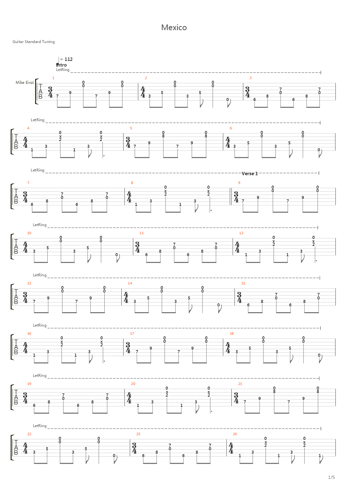 Mexico吉他谱