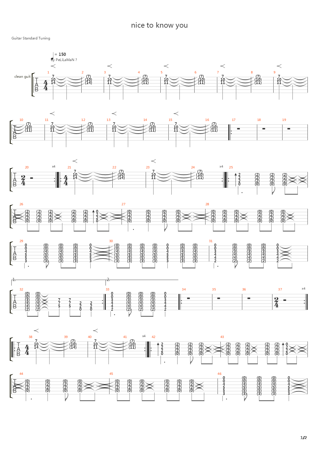 Nice To Know You吉他谱