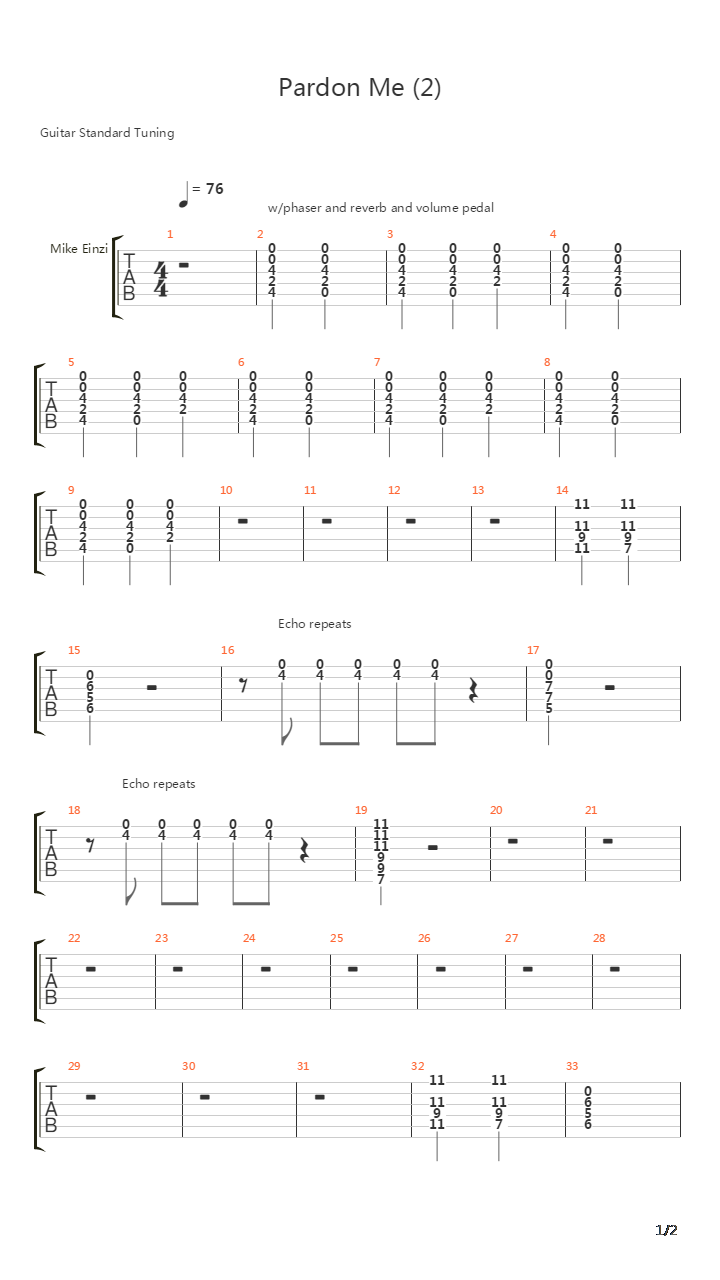 Pardon Me吉他谱