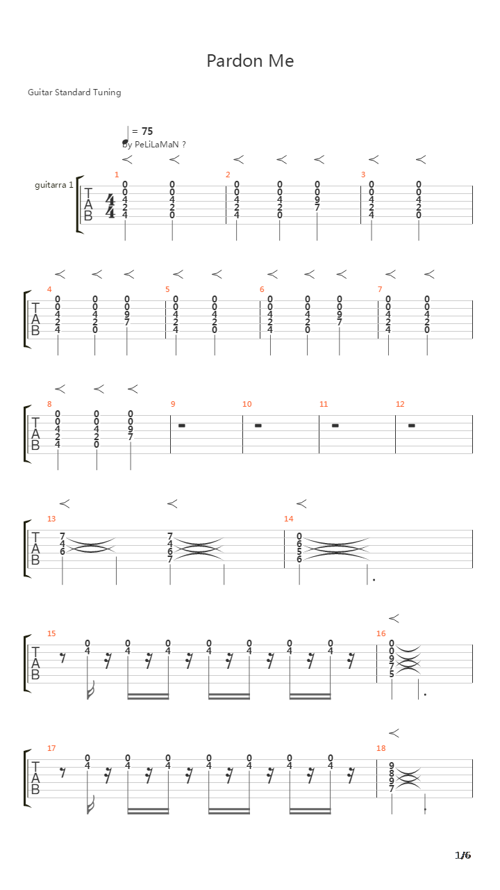 Pardon Me吉他谱