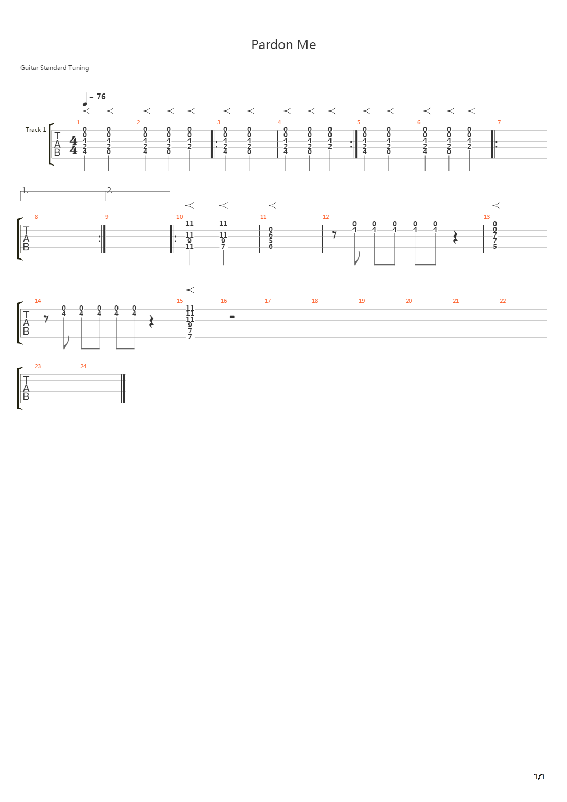 Pardon Me吉他谱
