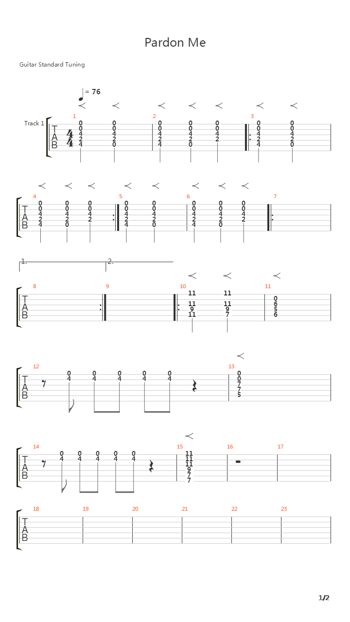 Pardon Me吉他谱