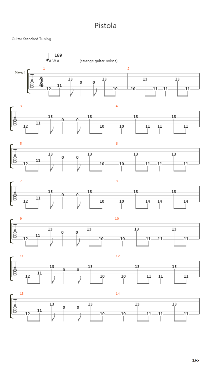Pistola吉他谱