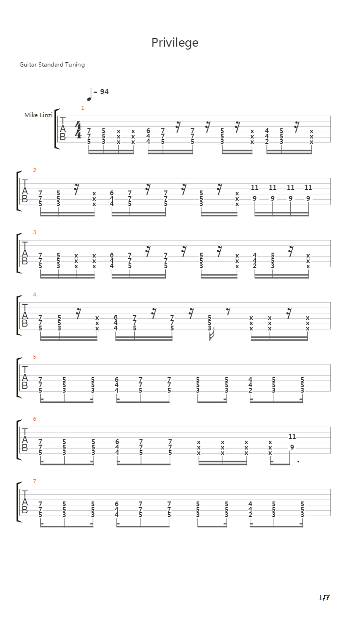 Privilege吉他谱