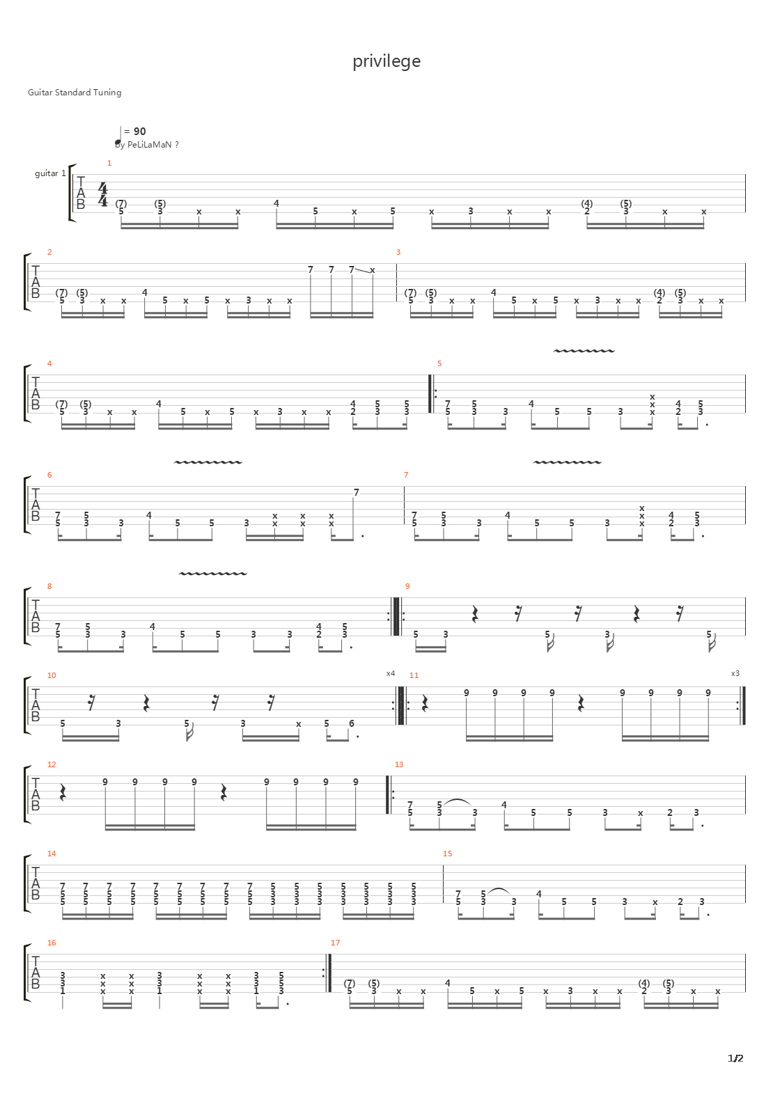 Privilege吉他谱