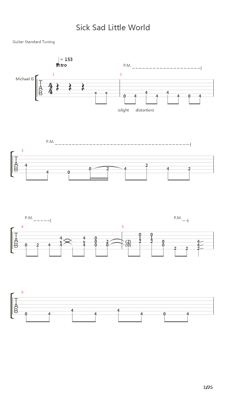 Sick Sad Little World吉他谱