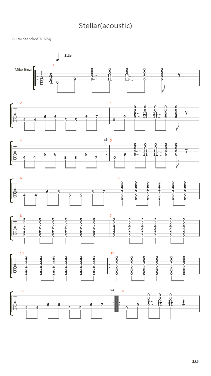 Stellar吉他谱