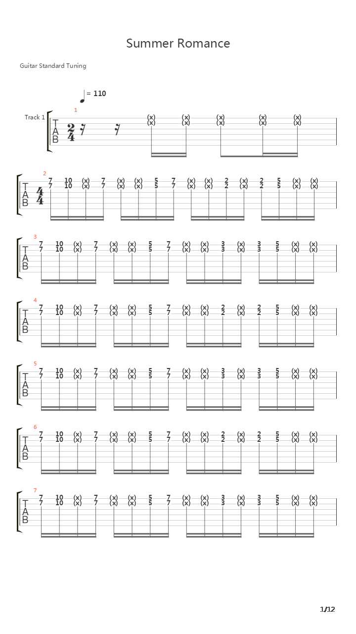 Summer Romance Anti Gravity Love Song吉他谱