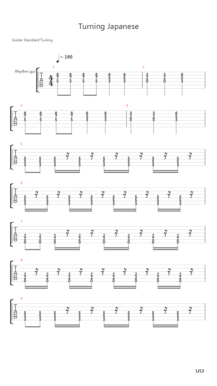 Turning Japanese吉他谱