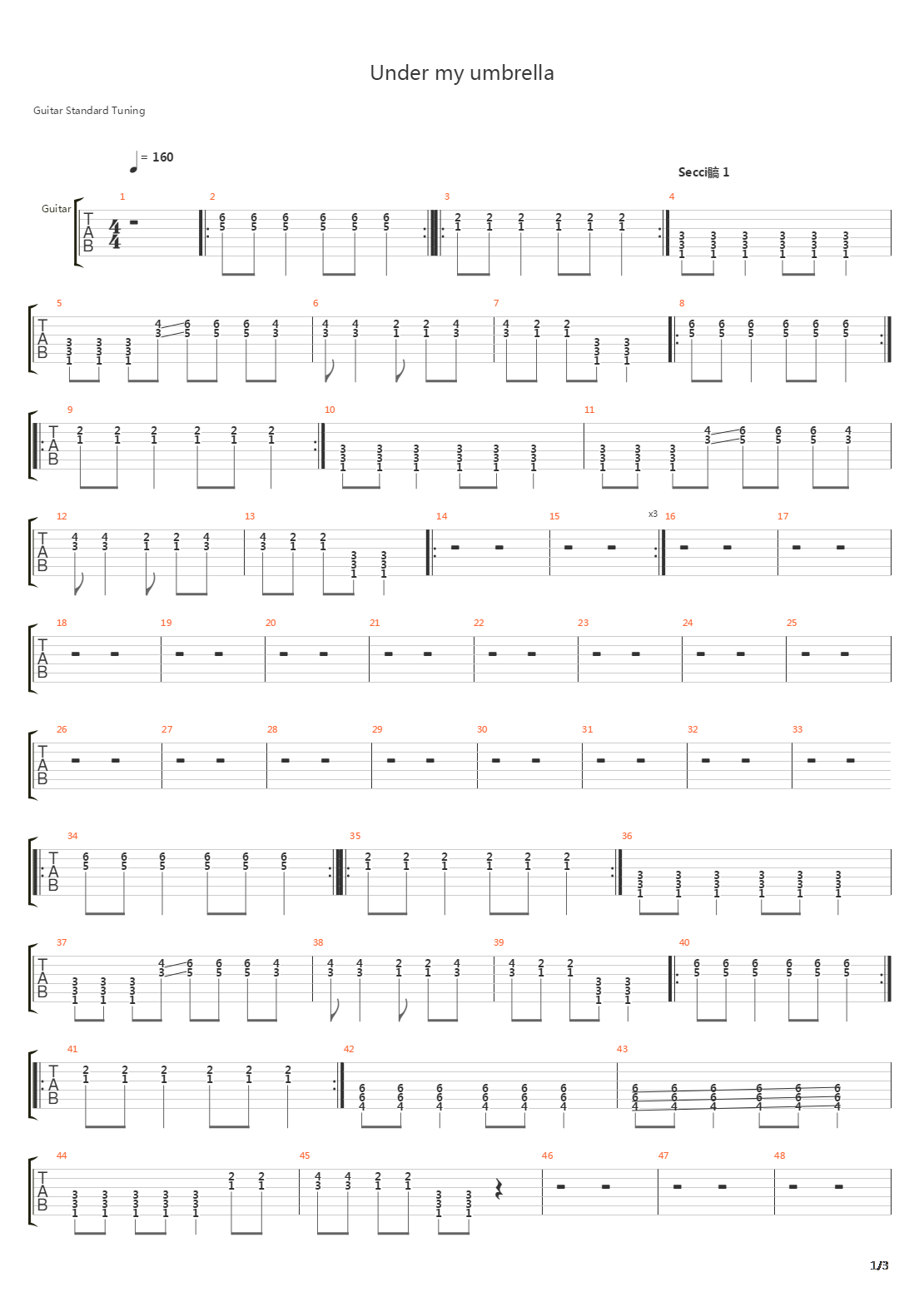 Under My Umbrella吉他谱