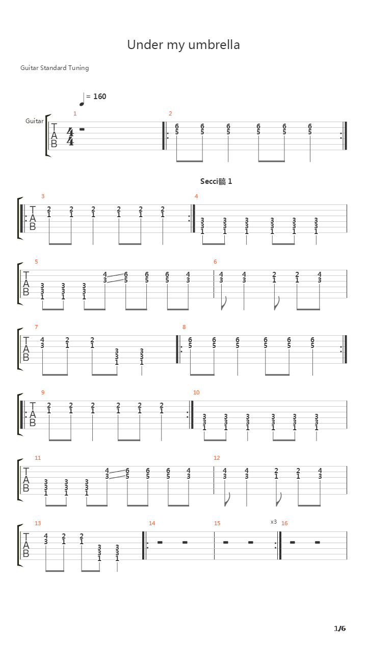 Under My Umbrella吉他谱
