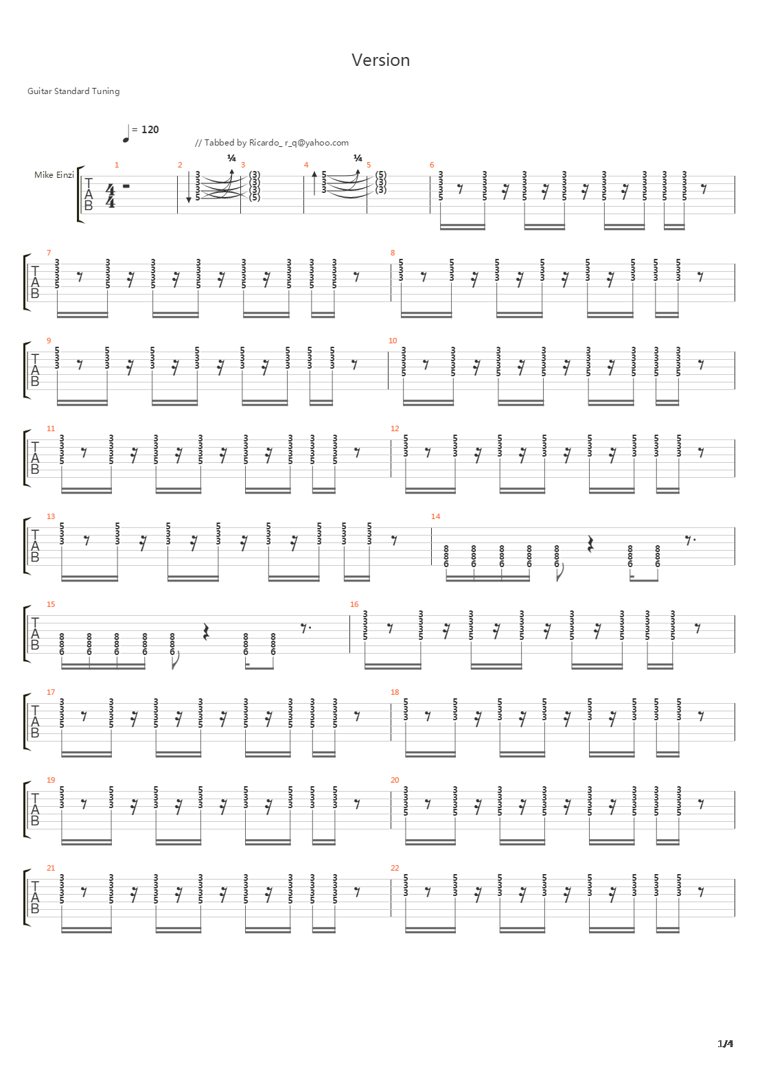 Version吉他谱