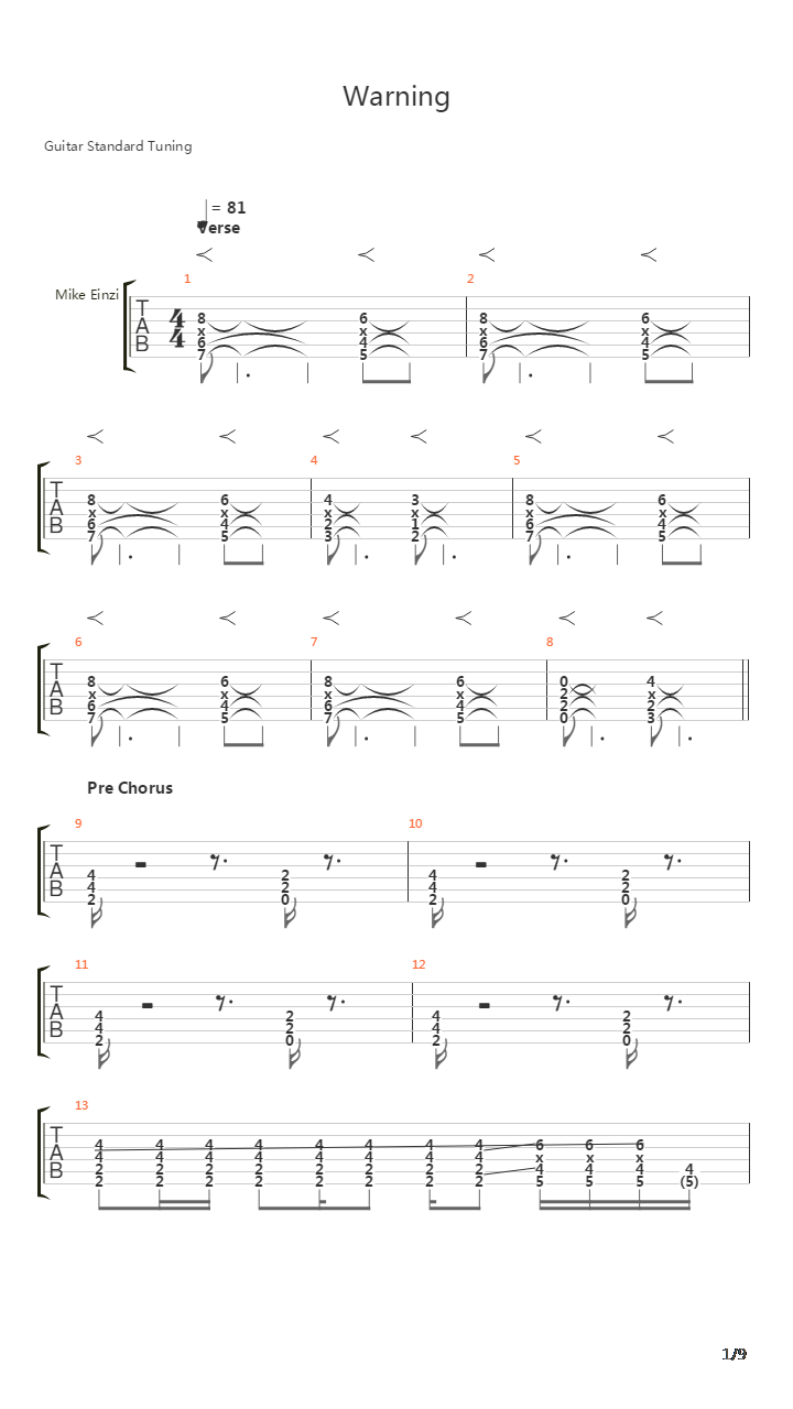 Warning吉他谱