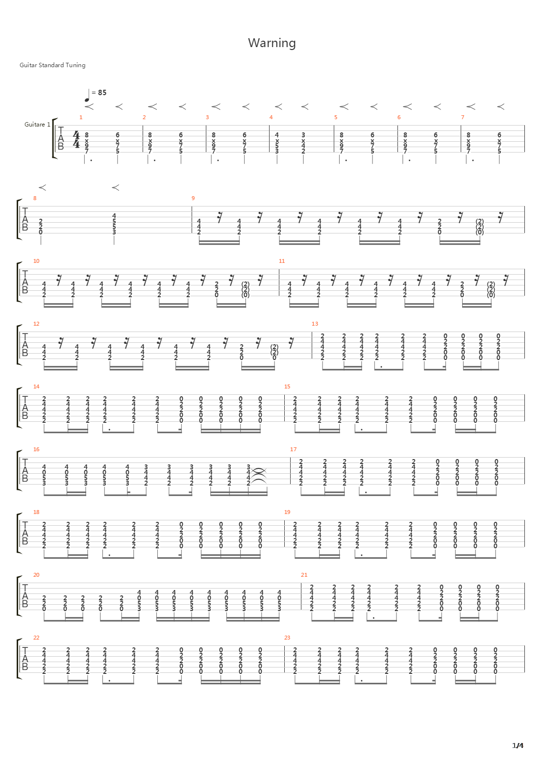 Warning吉他谱