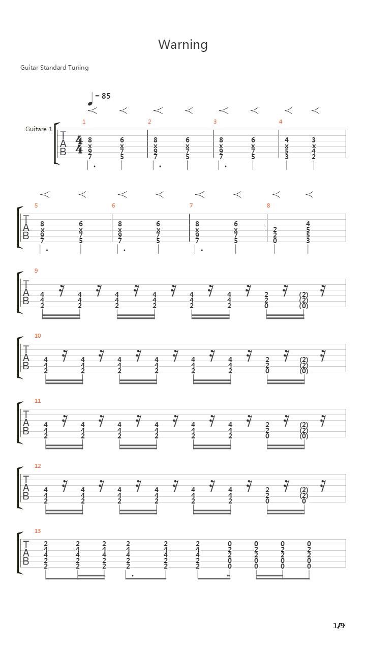 Warning吉他谱