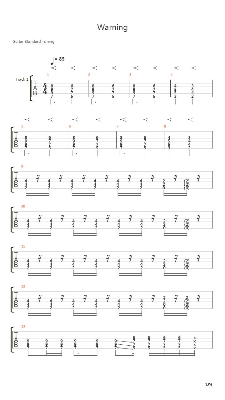 Warning吉他谱