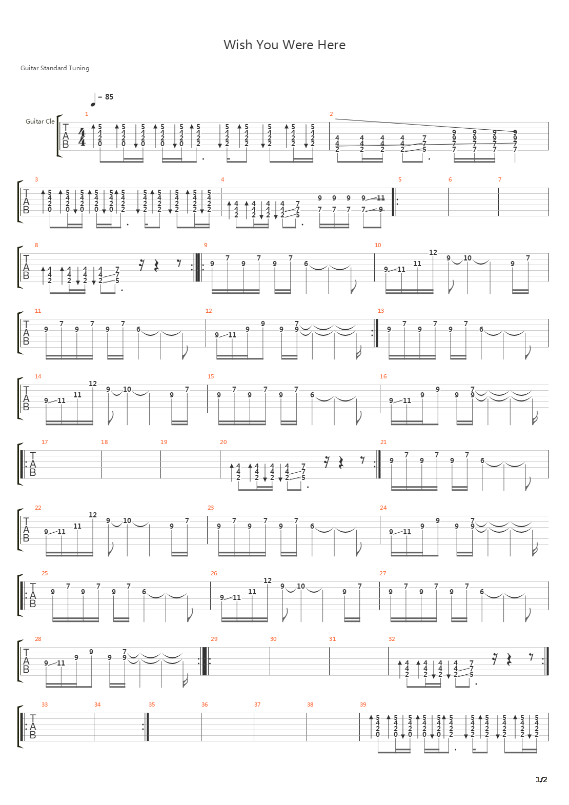 Wish You Were Here吉他谱