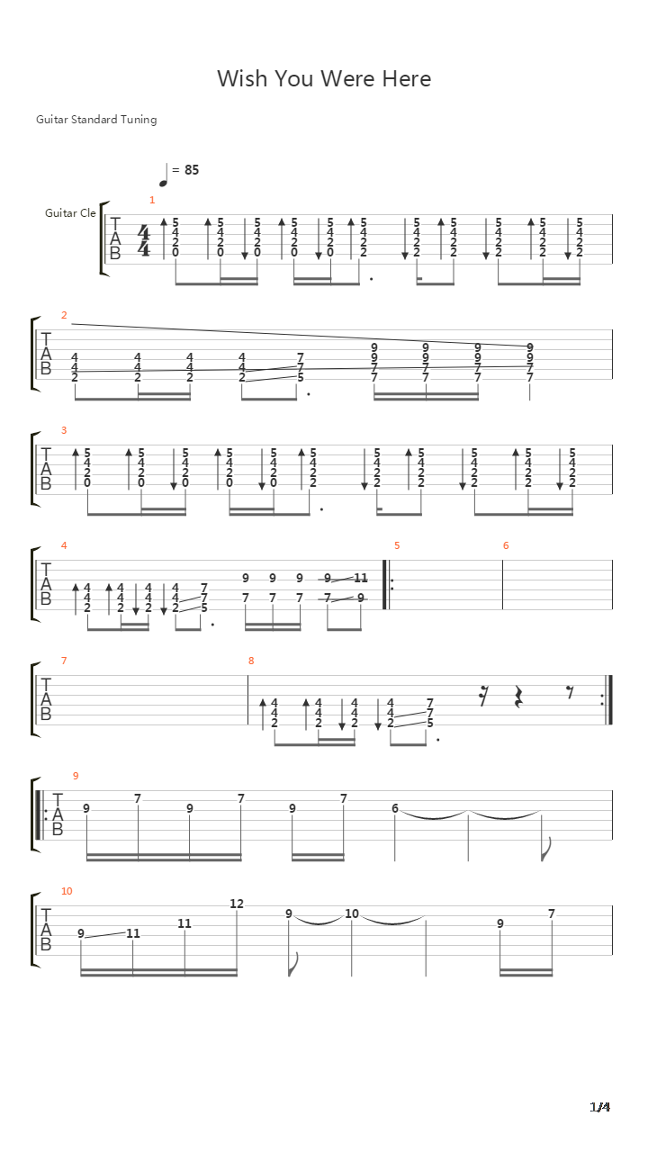 Wish You Were Here吉他谱