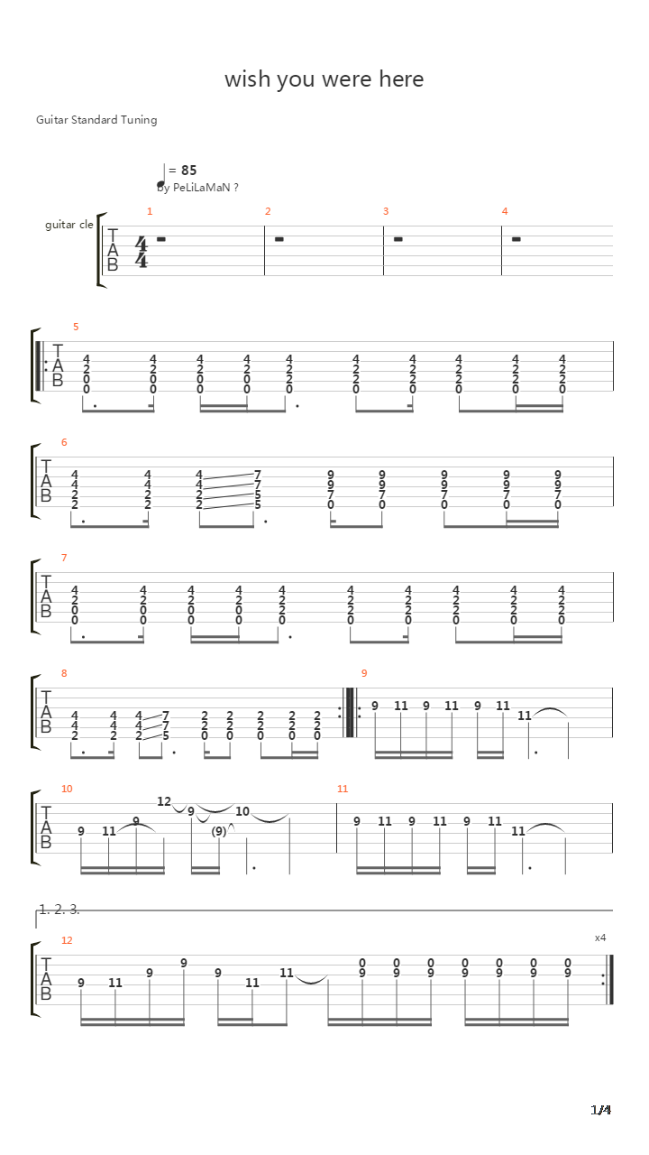Wish You Were Here吉他谱
