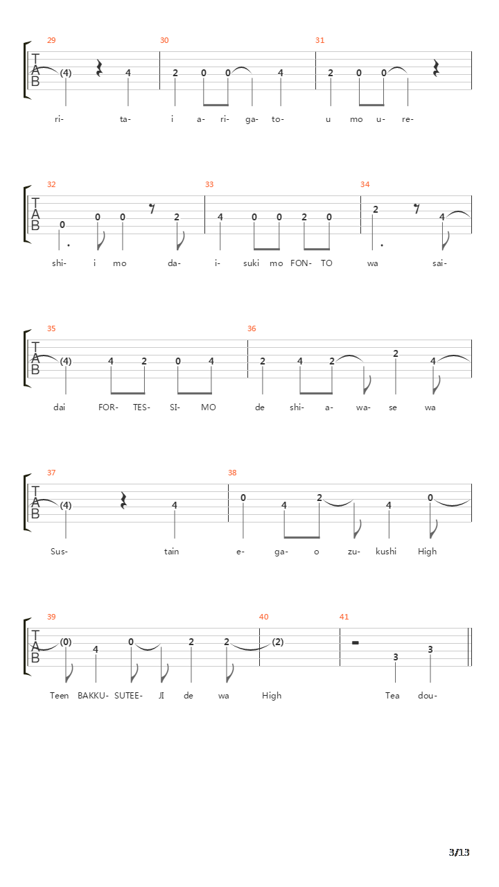 轻音少女(K-on) - Diaryはフォルテシモ(琴吹紬角色歌)吉他谱