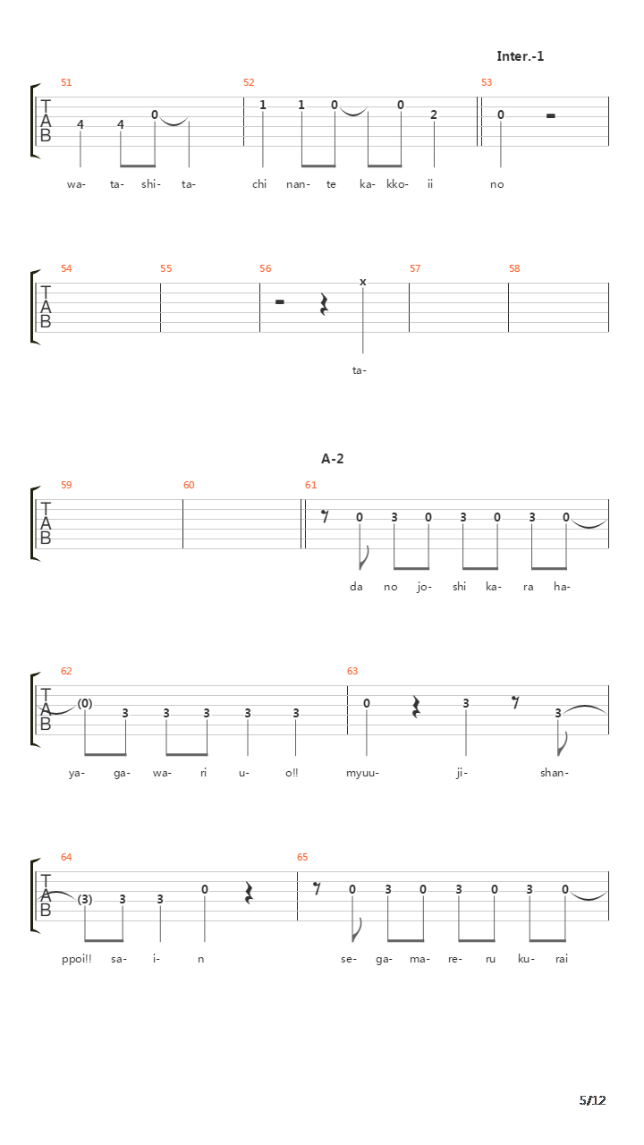 轻音少女(K-on) - Gi-ta ni Kubittake吉他谱