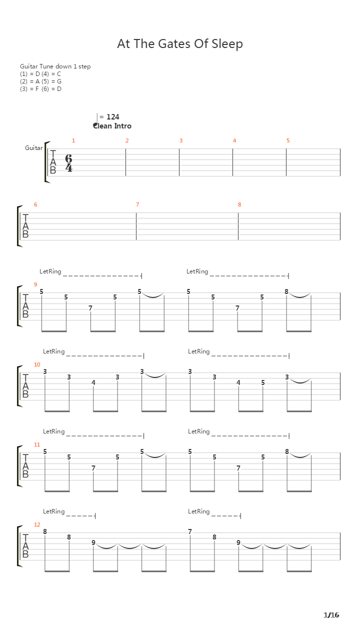 At The Gates Of Sleep吉他谱