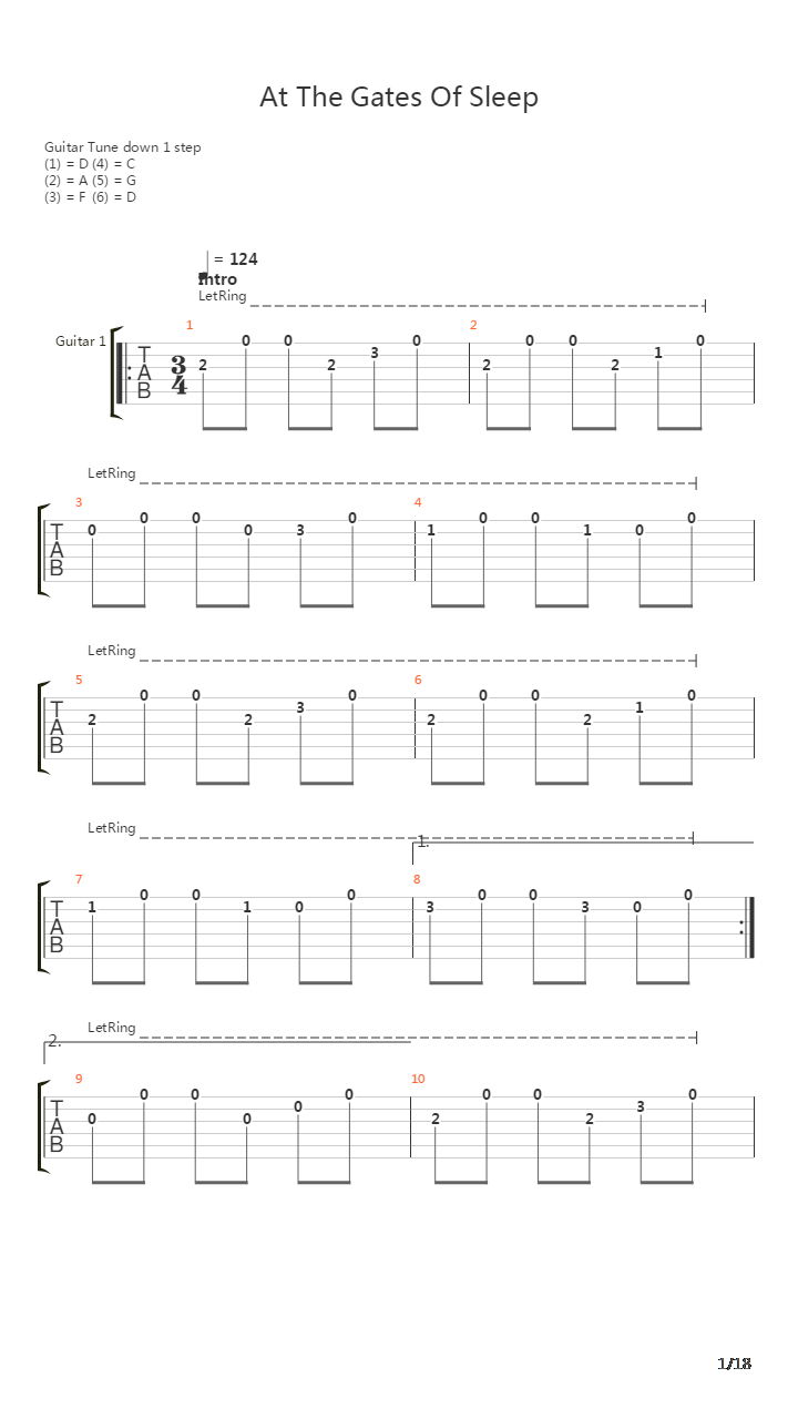 At The Gates Of Sleep吉他谱
