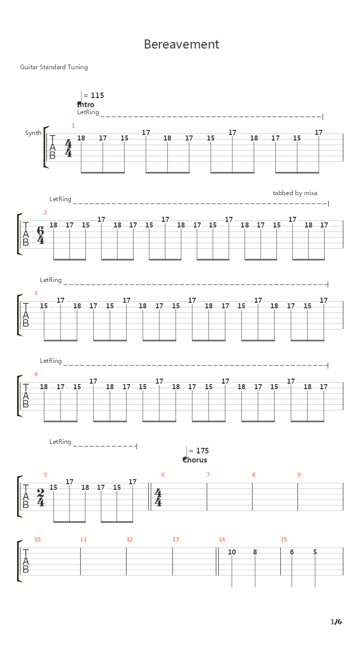 Bereavement吉他谱